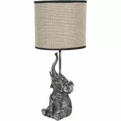 HAES DECO - Tafellamp - City Jungle - Olifant Lamp, Ø 20x45 Cm - Beige/Grijs - Bureaulamp, Sfeerlamp, Nachtlampje -LAMPEN Winkel 3946848 06231316