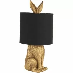 HAES DECO - Tafellamp - City Jungle - Konijn In De Lamp, Ø 20x43 Cm - Goud/Zwart - Bureaulamp, Sfeerlamp, Nachtlampje -LAMPEN Winkel 3946916 047a20df