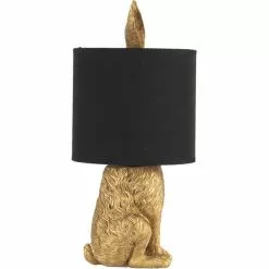 HAES DECO - Tafellamp - City Jungle - Konijn In De Lamp, Ø 20x43 Cm - Goud/Zwart - Bureaulamp, Sfeerlamp, Nachtlampje -LAMPEN Winkel 3946916 4d3d504c