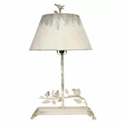 HAES DECO - Tafellamp - Shabby Chic - Vintage / Retro Lamp Met Vogels. 44x43x75 Cm - Bureaulamp, Sfeerlamp, Nachtlampje