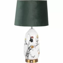 HAES DECO - Tafellamp - Modern Chic - Vogel Bedrukte Lamp, Ø 28*50 Cm - Goudkleurig - Bureaulamp, Sfeerlamp, Nachtlamp -LAMPEN Winkel 3946935 490eacd5