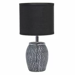 HAES DECO - Tafellamp - Modern Chic - Stijlvolle Lamp, Ø 15x26 Cm - Grijs/Wit - Bureaulamp, Sfeerlamp, Nachtlampje
