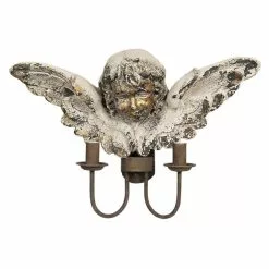 HAES DECO - Wandlamp - Dramatic Chic - Vintage / Retro Lamp Engel, 56*16*38 Cm - Muurlamp, Sfeerlamp