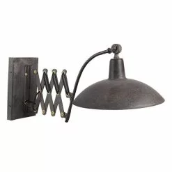 HAES DECO - Wandlamp - Industrial - Vintage / Retro Lamp, 55x33x34 Cm - Zwart Metaal - Muurlamp, Sfeerlamp