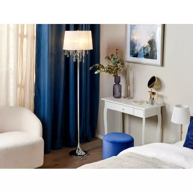 Beliani EVANS - Staande Lamp-Zilver-Metaal 2 Beliani EVANS - Staande Lamp-Zilver-Metaal - Afbeelding 2