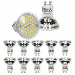 ECD GERMANY 10 X LED Lamp GU10 44 SMD Spot 3W Glas Neutraal Wit